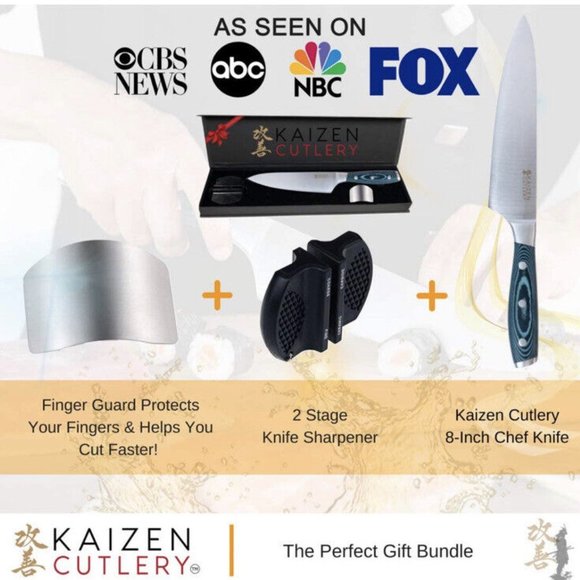 Kaizen Cutlery 8 In Japanese Chef’s Knife Ultra High Carbon Steel Micarta Wood - Picture 2 of 6